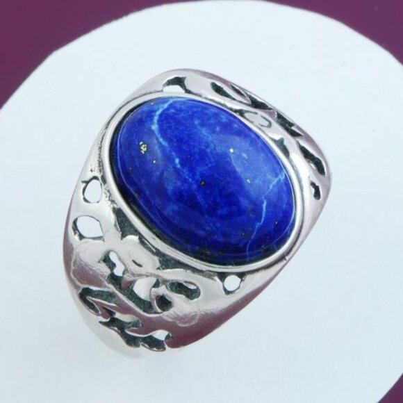 Blue Lapis Gemstone 925 Sterling Silver Ring Size 8 - Picture 5 of 5